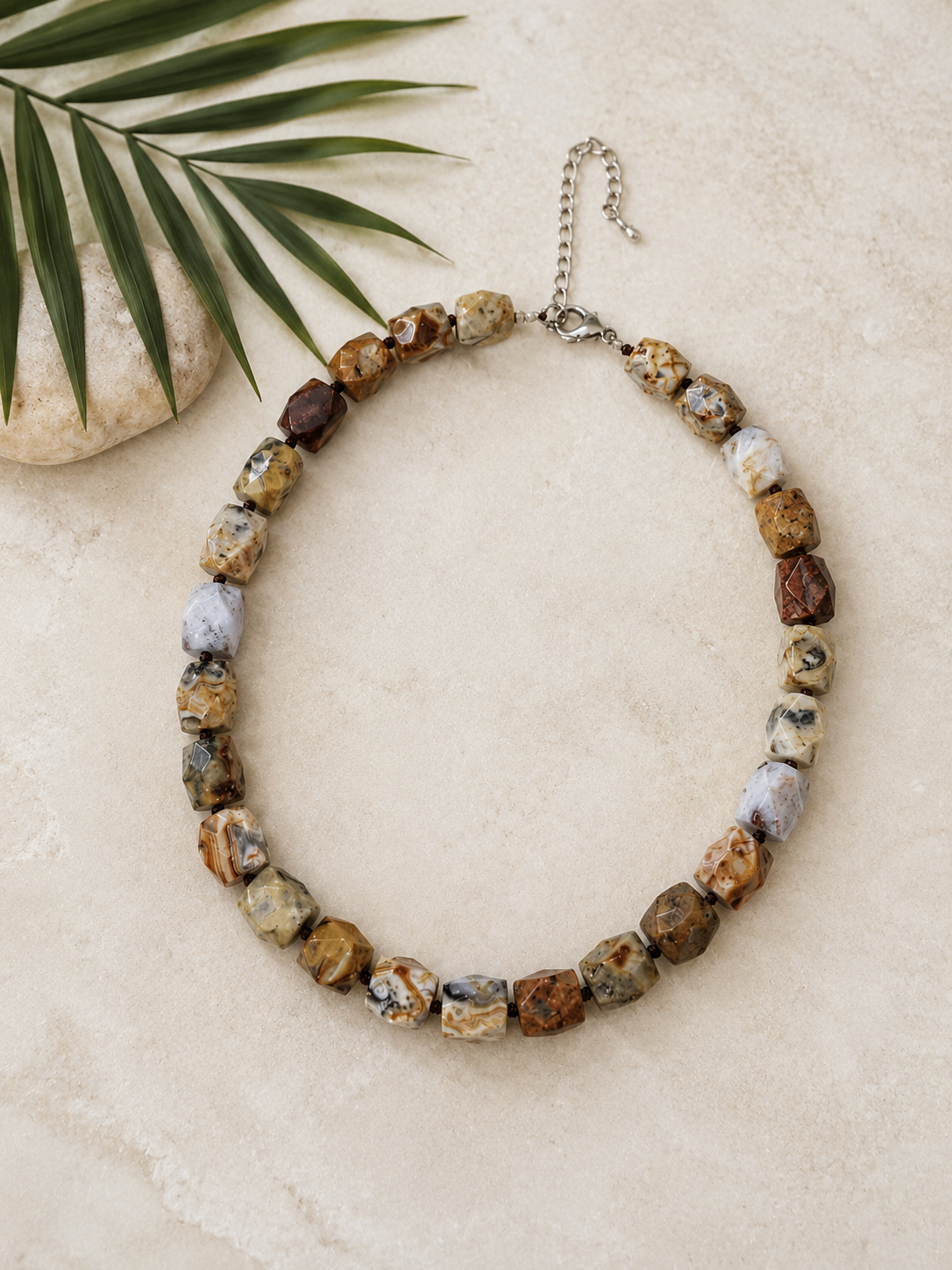 SUN MOON NATURAL AGATE NECKLACE