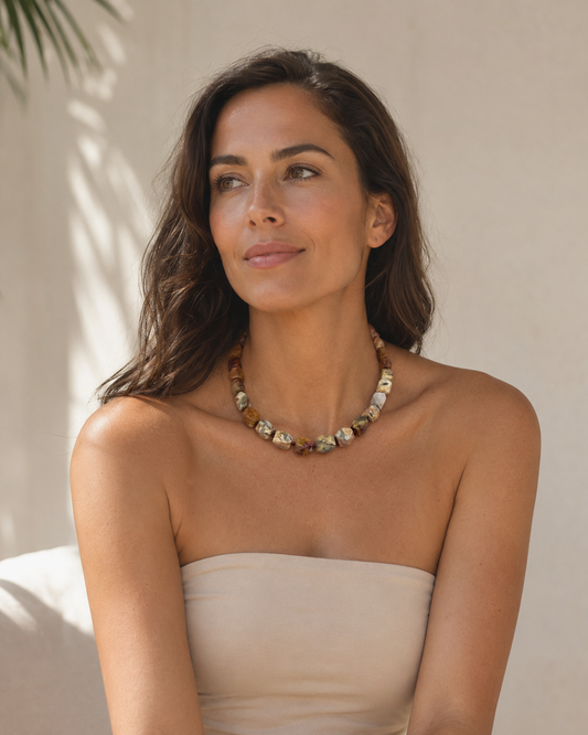 SUN MOON NATURAL AGATE NECKLACE